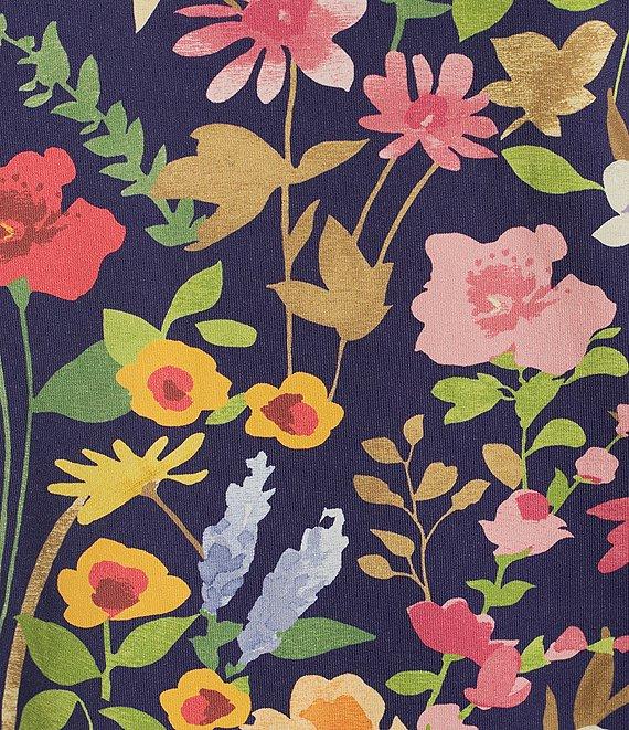 J.McLaughlin Signature Catalina Cloth Floral Print Round Neck 3/4 Sleeve Top Product Image