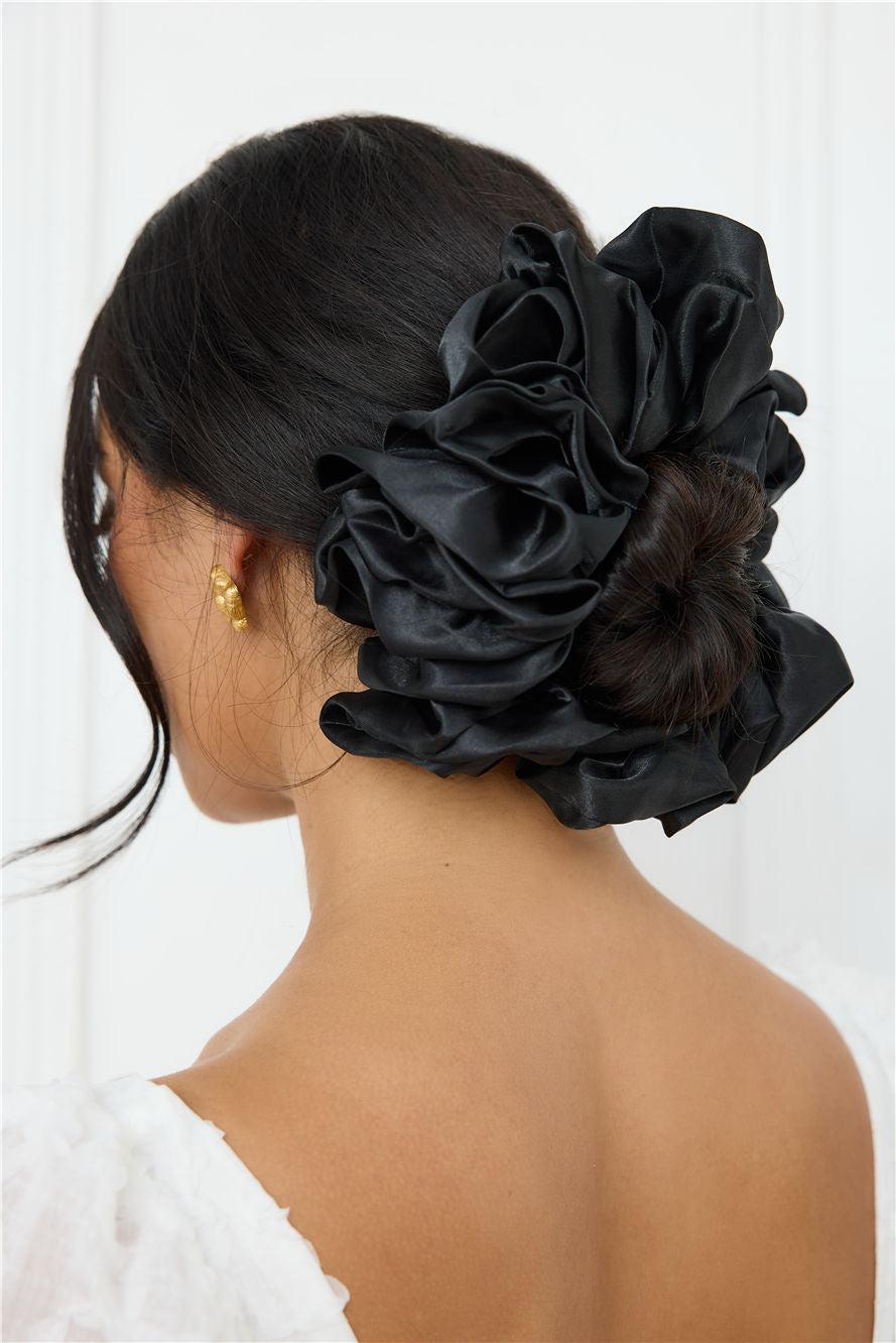 Jumbo Sleep Silk/Satin Scrunchie Black Product Image