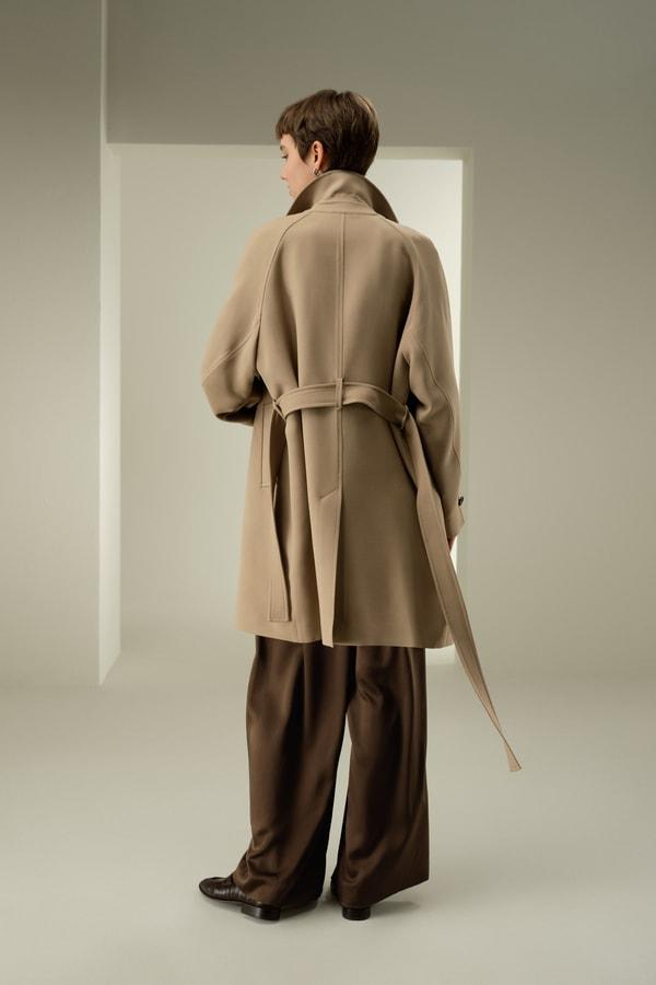 Double-Breasted Silk-Blend Belt Coat Product Image