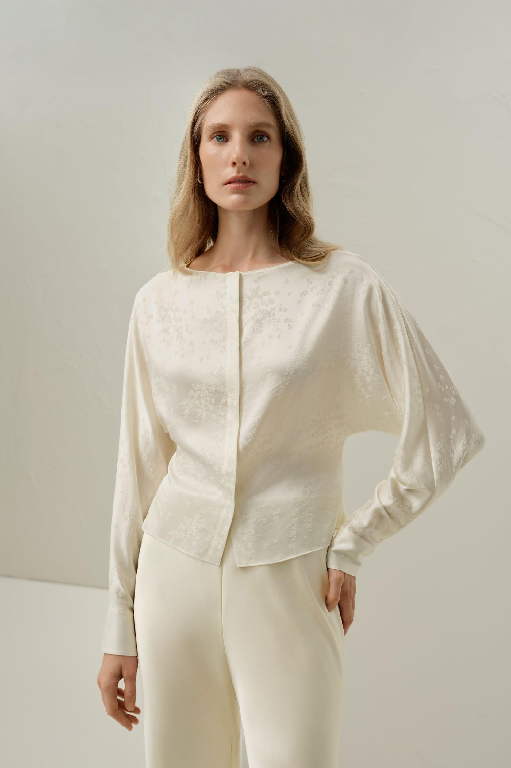 YING jacquard silk blouse Product Image