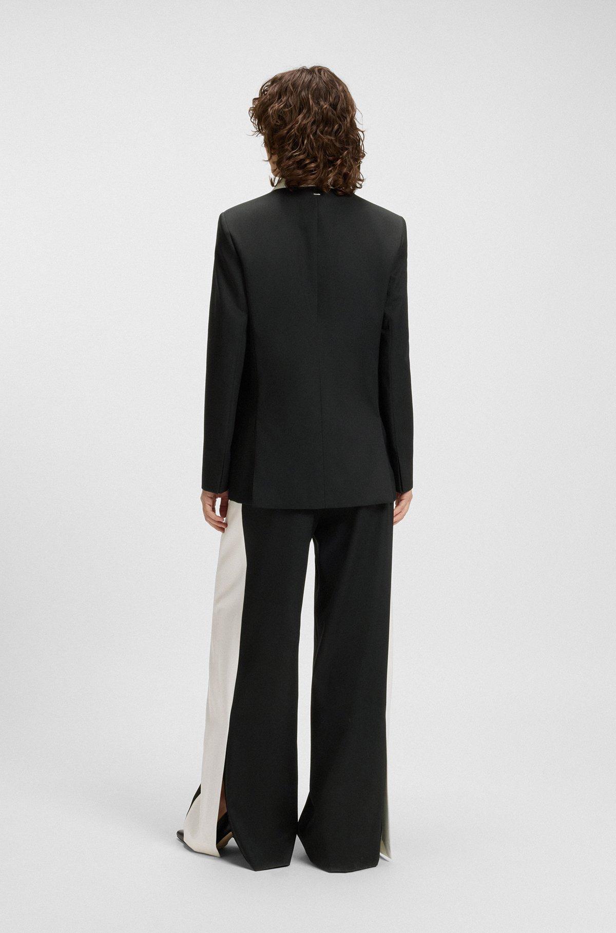 BOSS - Relaxed-fit blazer with color-blocked lapels - Black Product Image
