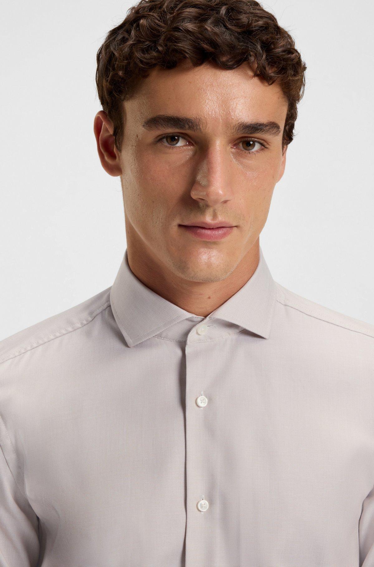 Slim-fit shirt in a structured cotton blend Product Image