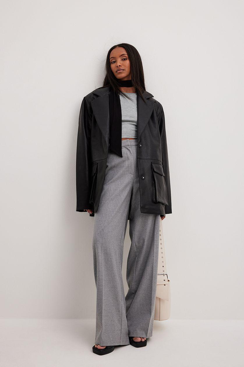 Round Neck Ribbed Long Sleeve Crop Top Product Image