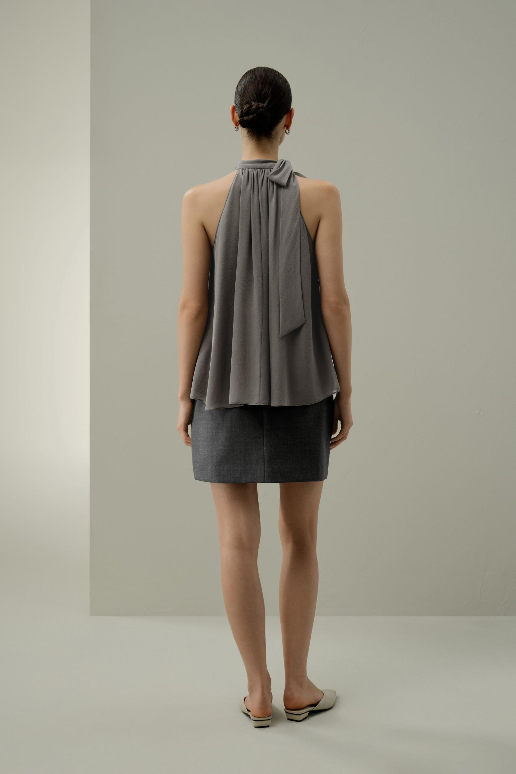 Adjustable Tie-Neck Georgette Blouse Product Image