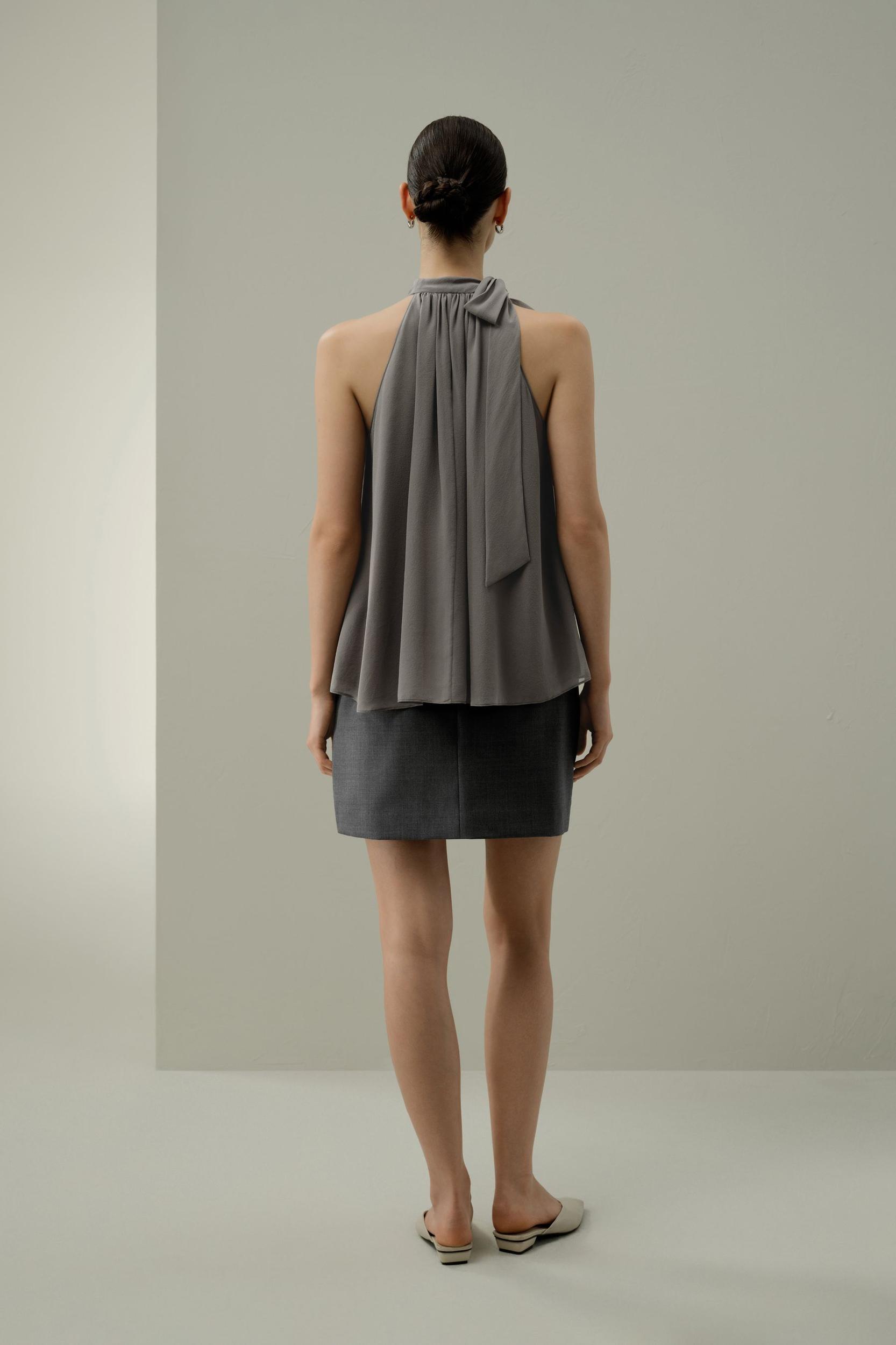 Adjustable Tie-Neck Georgette Blouse Product Image