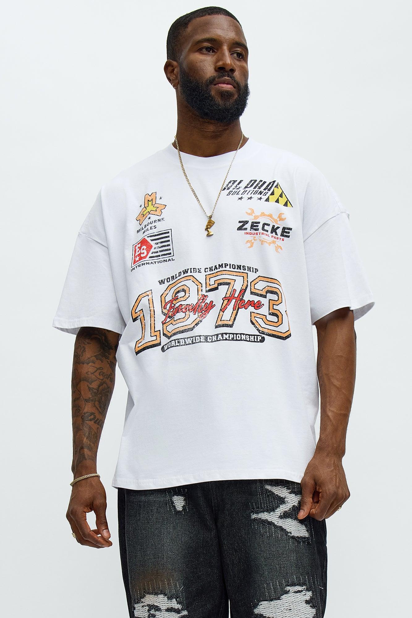 NYC Track Oversized Short Sleeve Tee - White Male Product Image