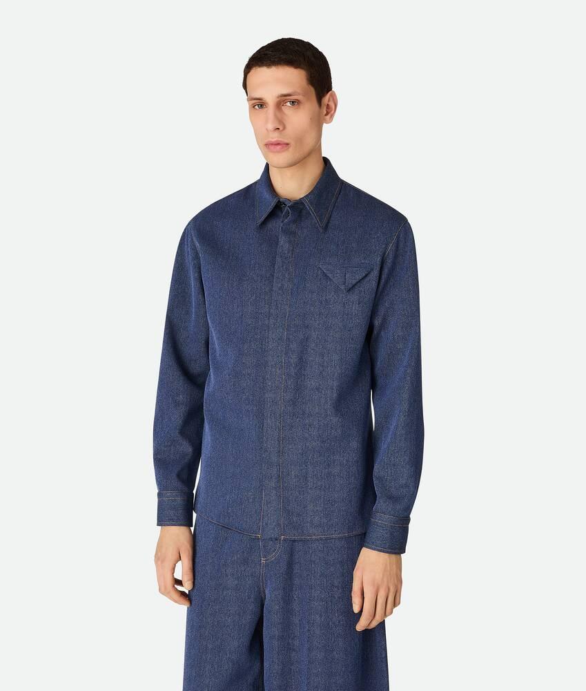 Men's Wool And Cotton Shirt in Indigo Product Image