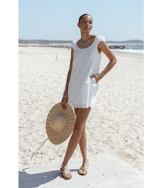 Petal & Pup Pammy Round Neckline Cap Sleeve Scallop Hemline Mini Dress Product Image