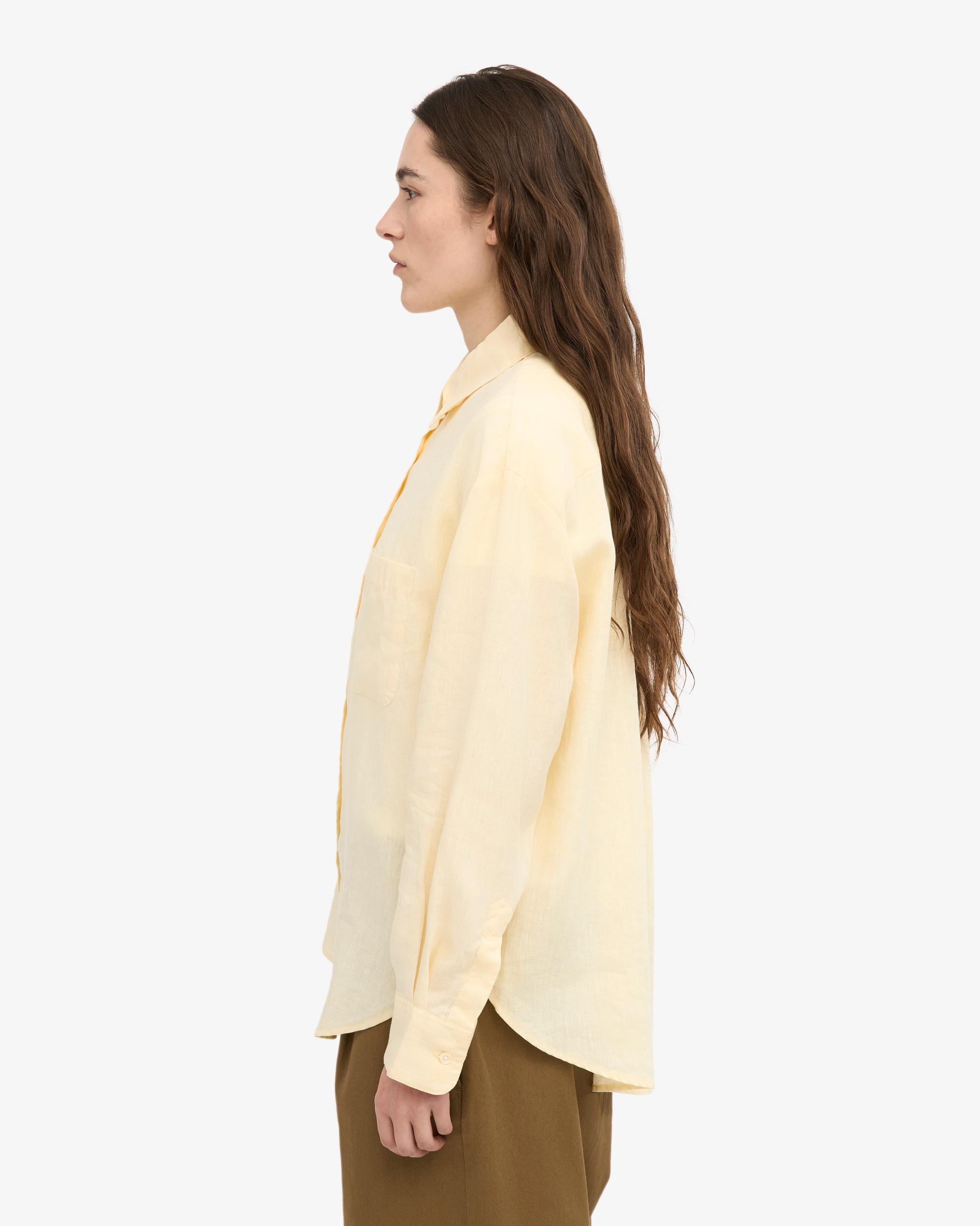 Linen Oversized Shirt - Soft Yellow Product Image
