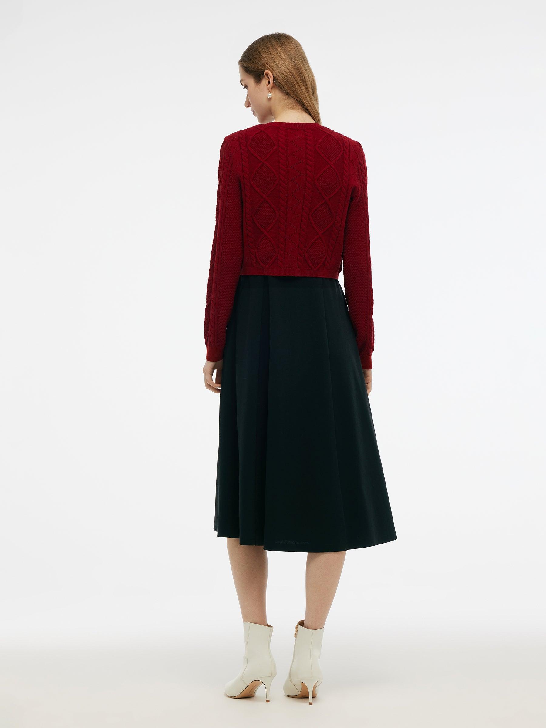 Lyocell Wool Blend Sweater And Knit Vest Dress Two-Piece Set Product Image