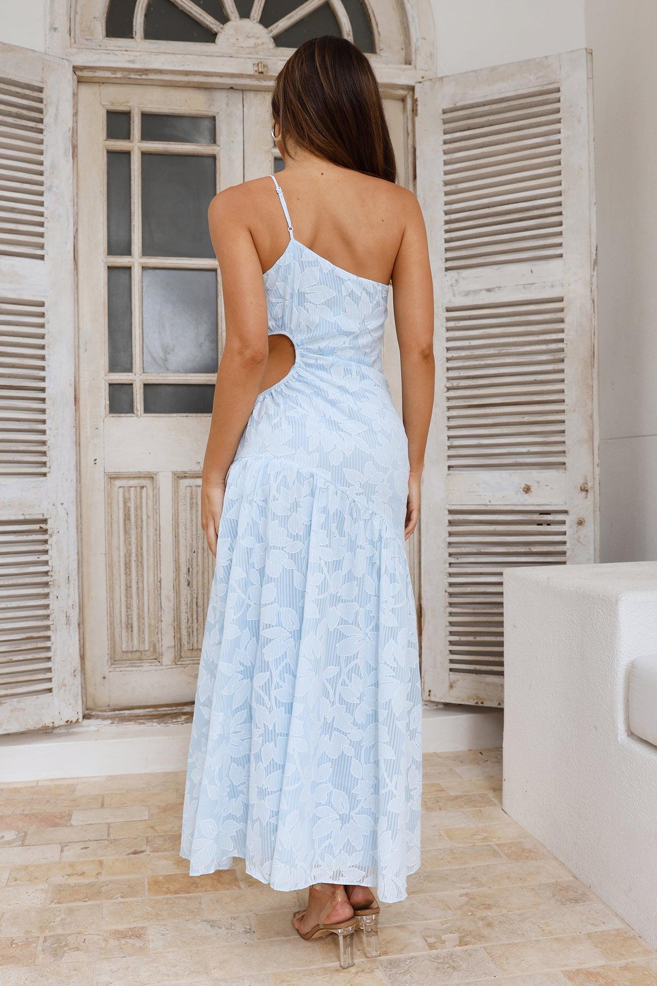 Brightest Sky One Shoulder Maxi Dress Blue Product Image
