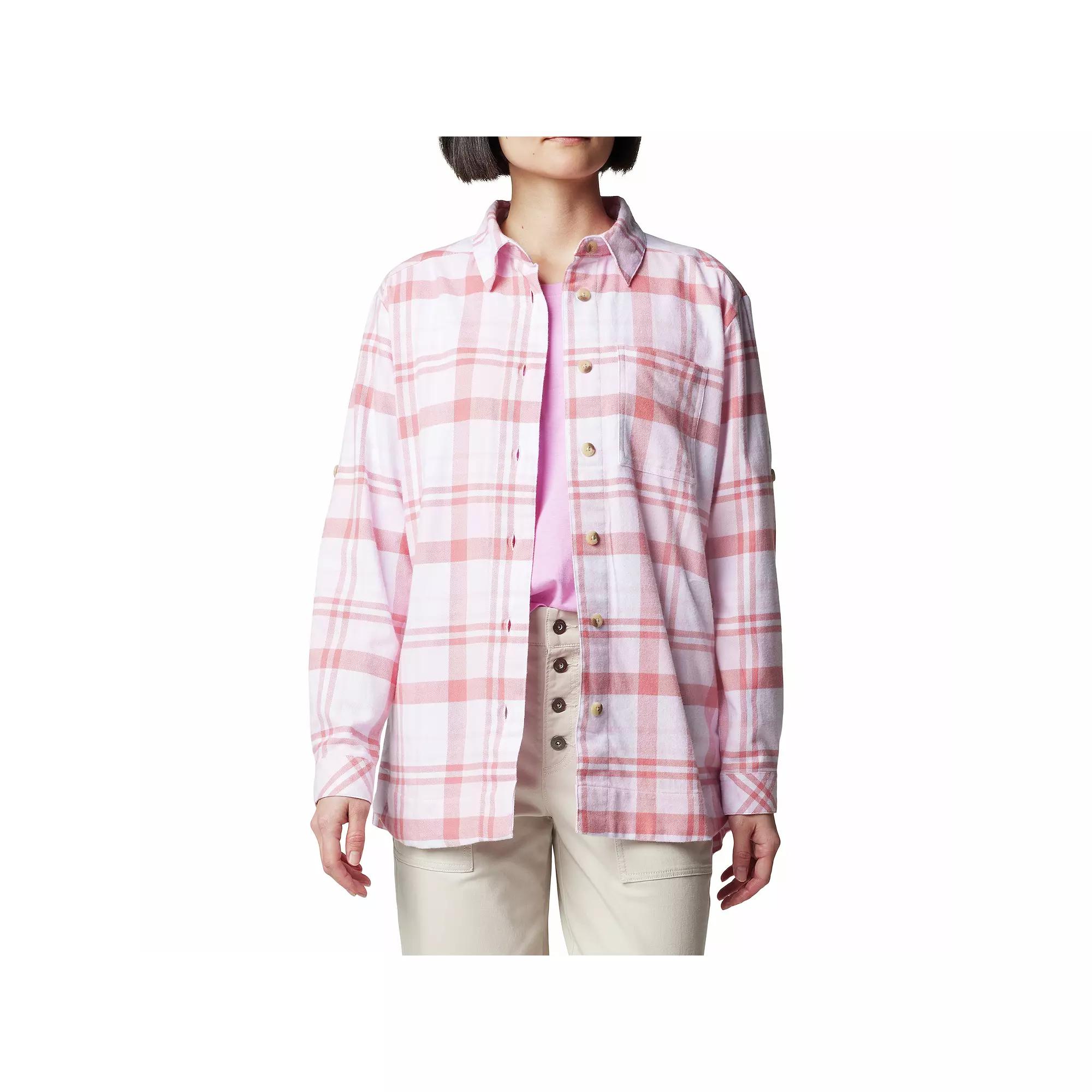 Plus Size Columbia Holly Hideaway™ Plaid Flannel Shirt, Women's, Size: 1XL, Pink Dawn Team Plaid Product Image