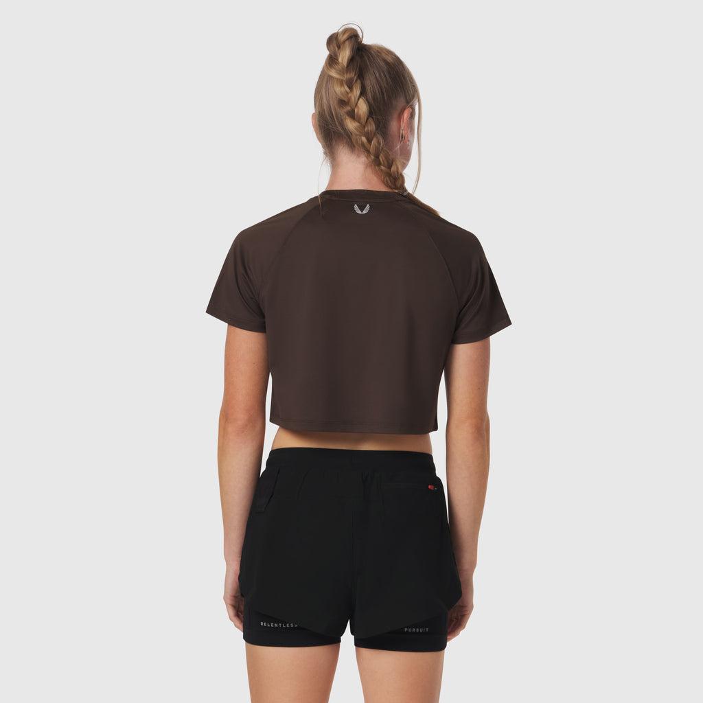 W018. AeroSilver® Cropped Tee - Dark Earth Product Image