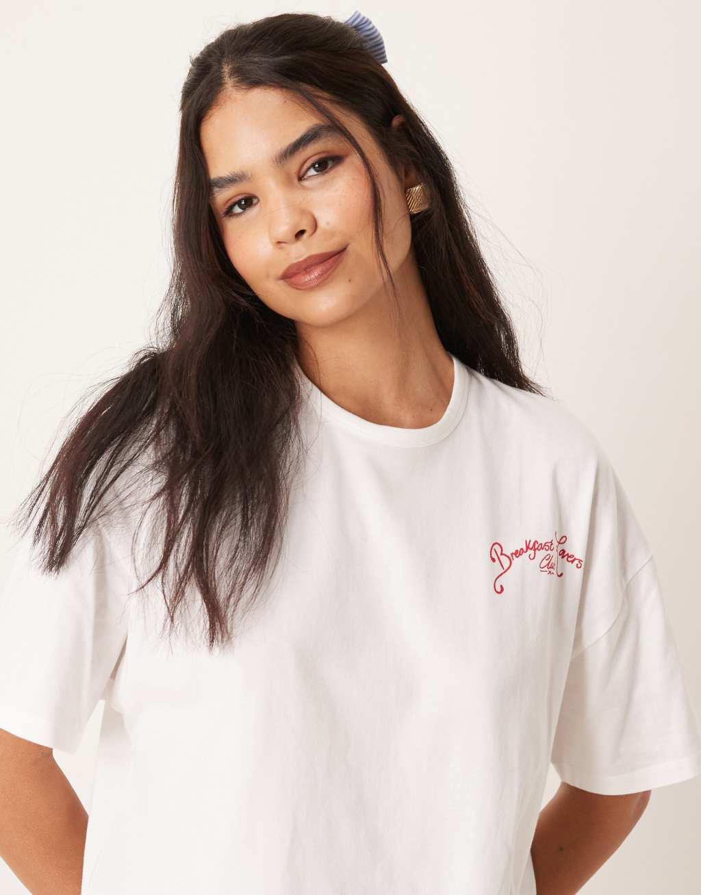 ASOS DESIGN oversize tee & wide leg pants in breakfast lovers print Product Image