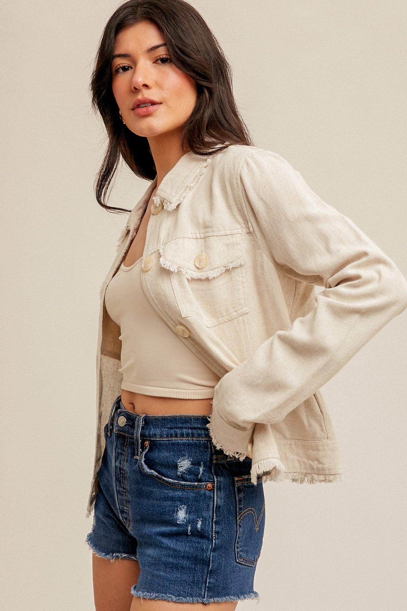 Linen Frayed Jacket Product Image