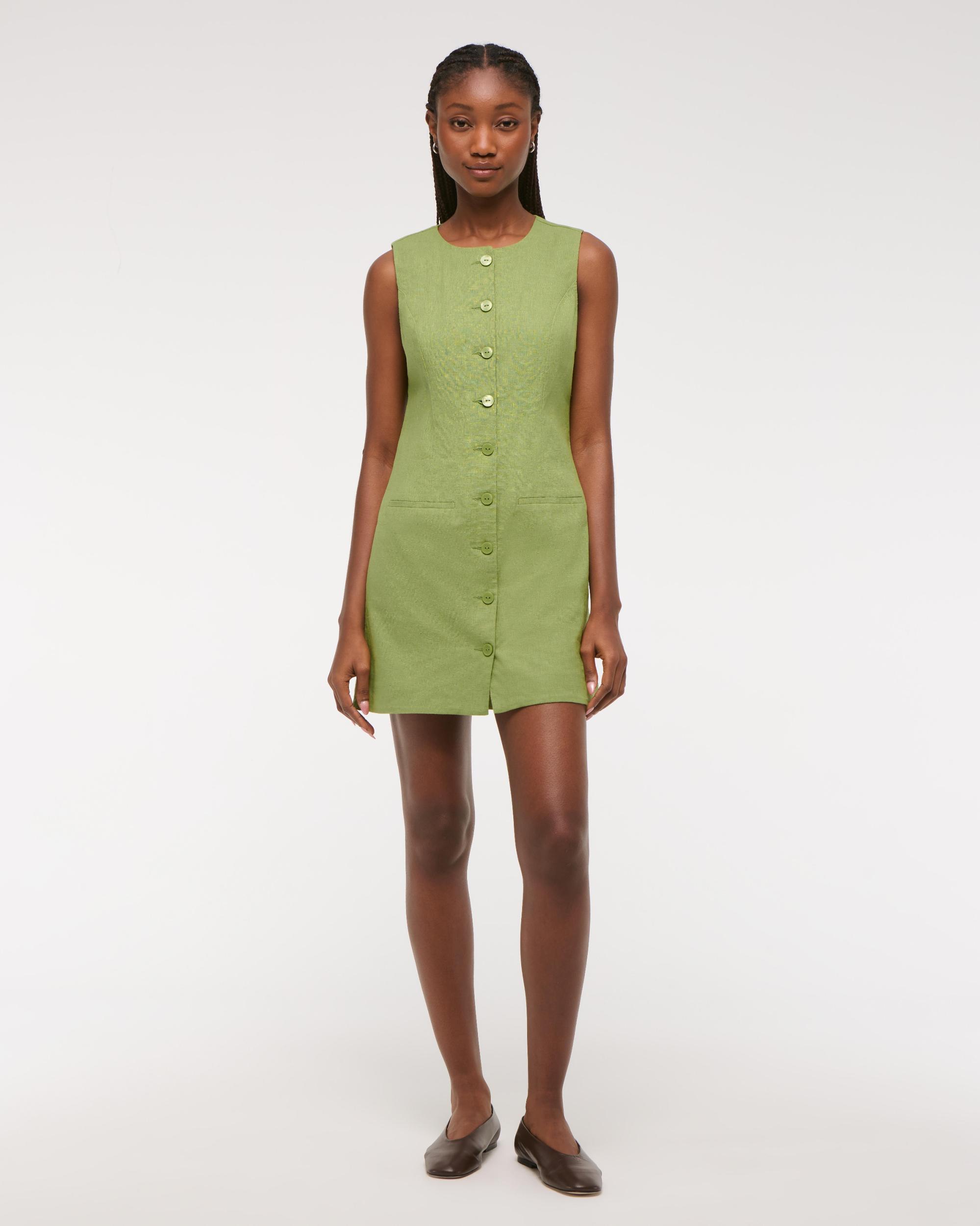 The A&F Mara Linen-Blend Mini Dress Product Image