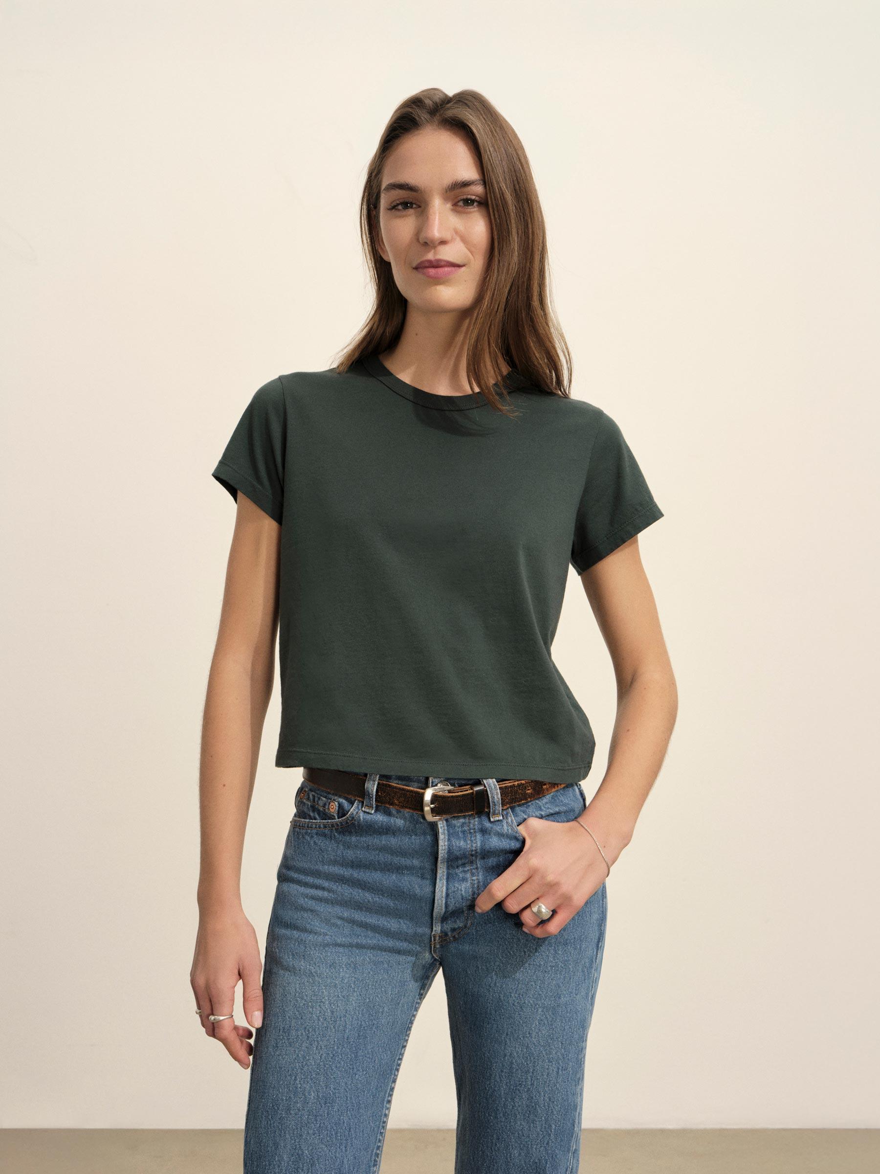 Dark Navy Pima Boxy Crew Product Image