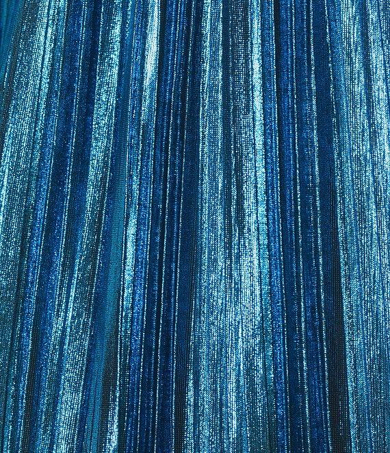 City Vibe Spaghetti Strap Pleated Foil Babydoll Dress Product Image