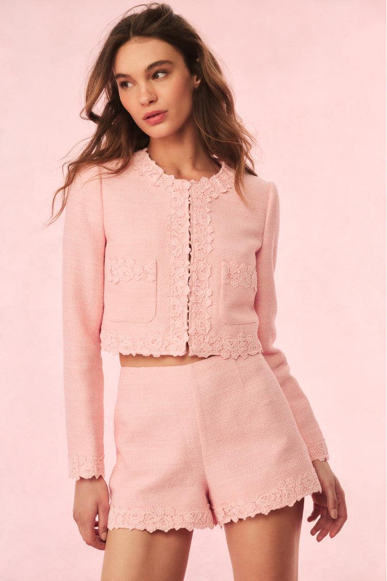 Coralyn Tweed Lace-Trimmed Shorts Product Image