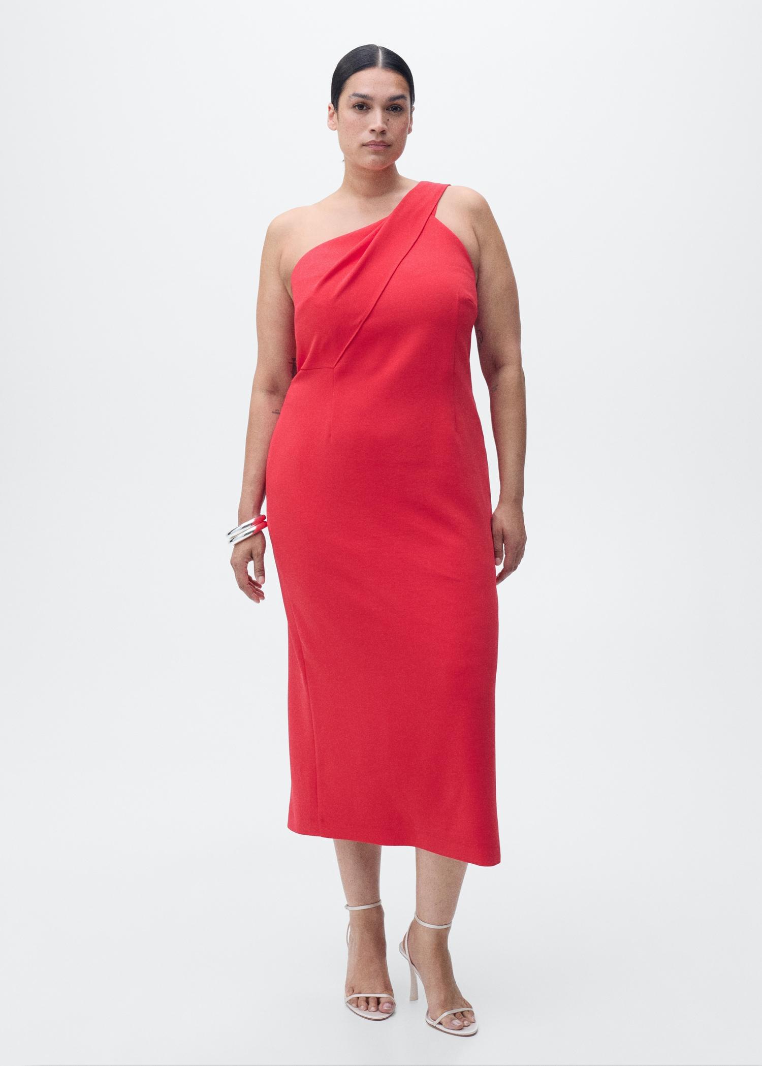 Asymmetrical bow-neck dress - Women | MANGO USA Product Image