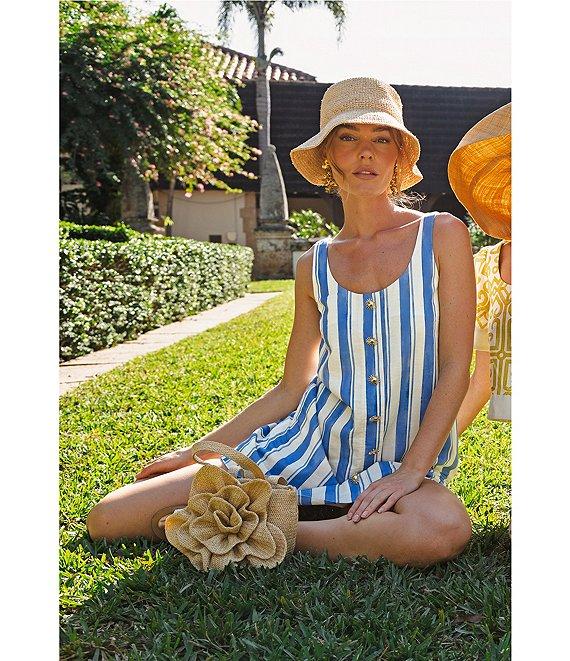 Mestiza New York Mercedes Linen Blend Santorini Stripe Scoop Neck Sleeveless Dress Product Image