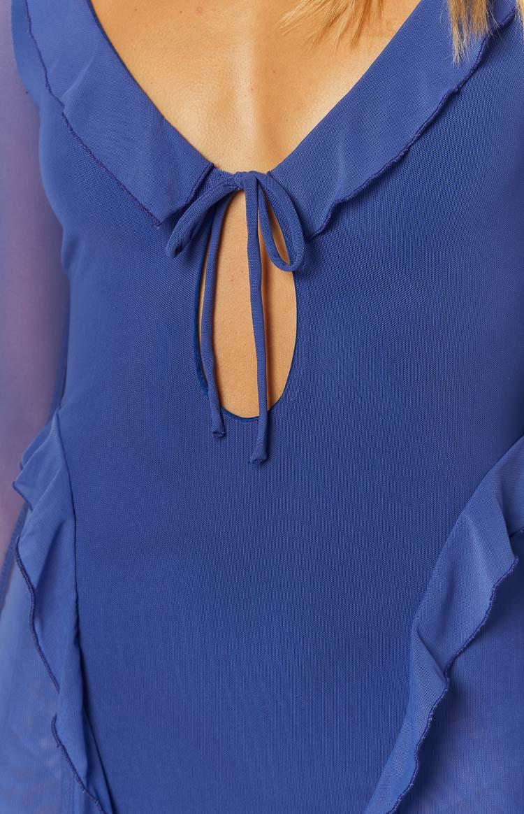 Surround Sound Blue Mesh Long Sleeve Mini Dress Baby Product Image