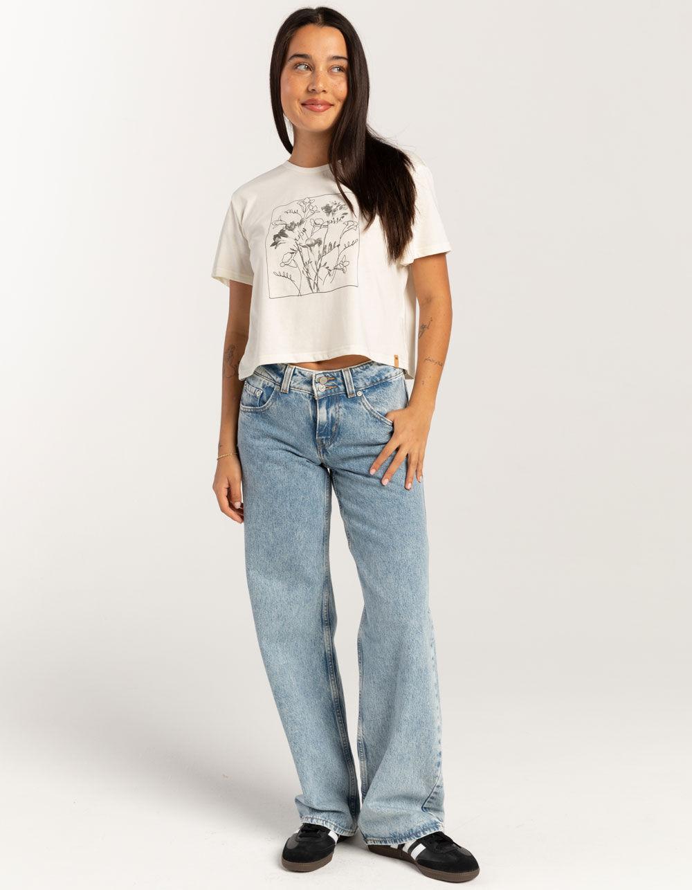 TENTREE Floral Womens Crop Tee - OFF WHITE Product Image