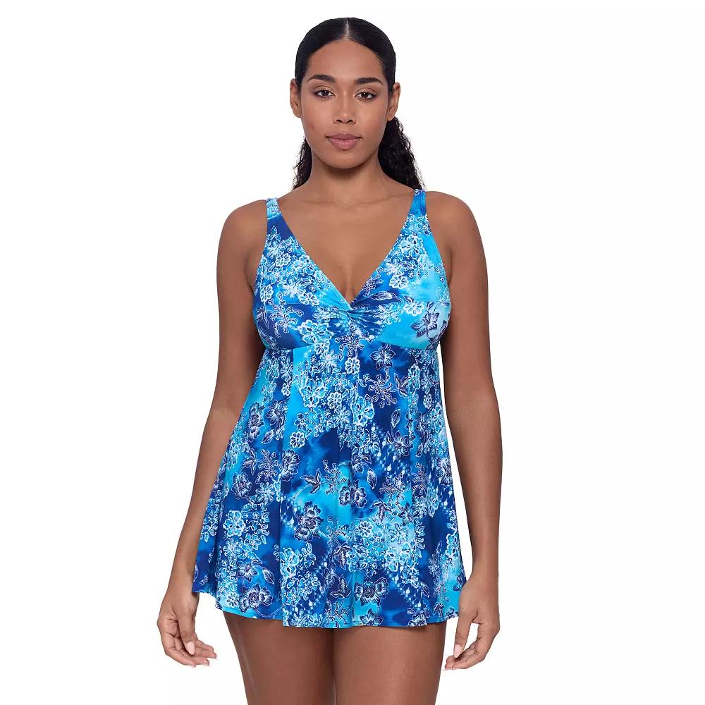 Women's Bal Harbour Twist Front Swimdress, Size: 16, Batik Blossom Product Image