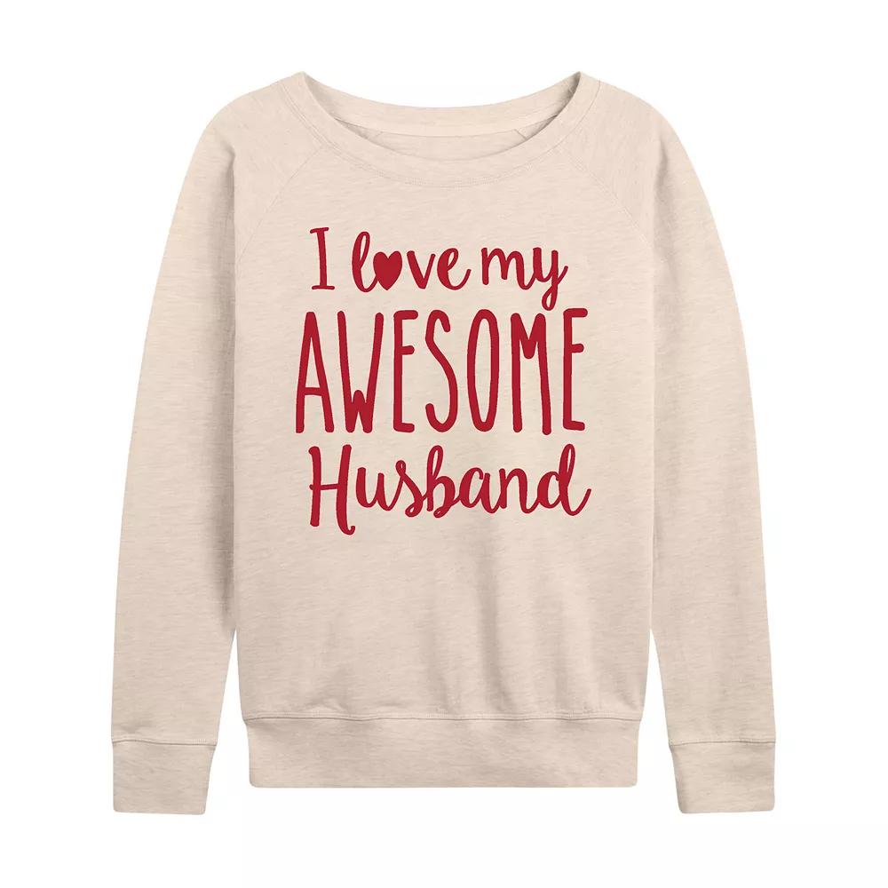 Women's Love My Awesome Husband French Terry Long Sleeve Tee,  Product Image