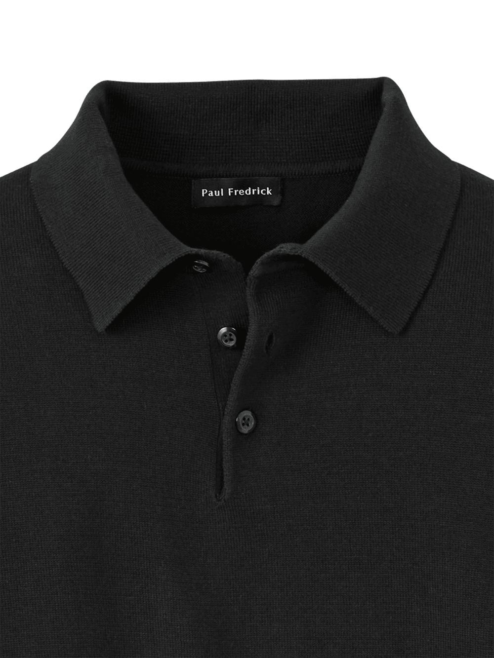 Supima Cotton Three Button Polo - Black Product Image