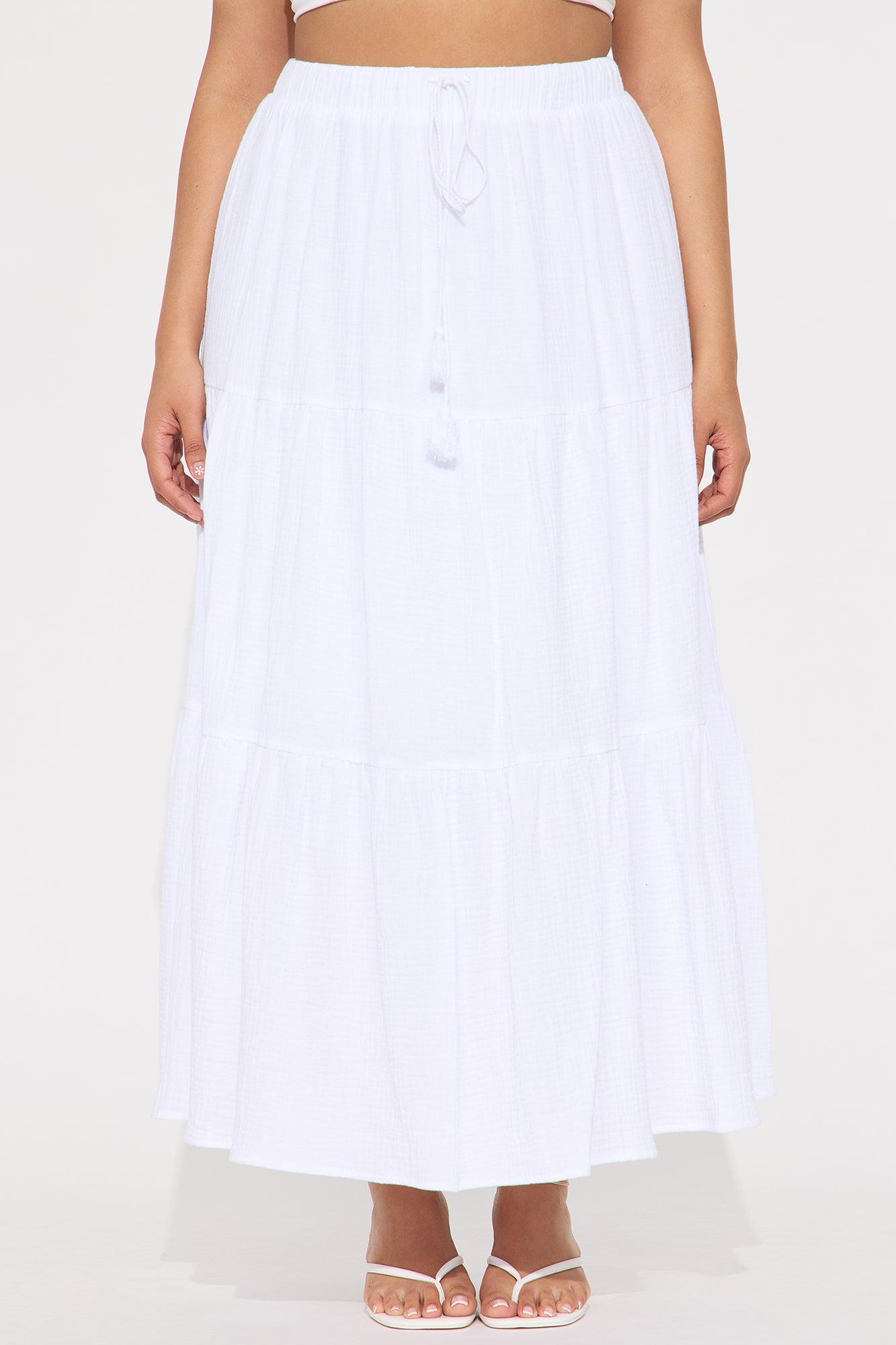 Emily Tiered Gauze Maxi Skirt - White Product Image