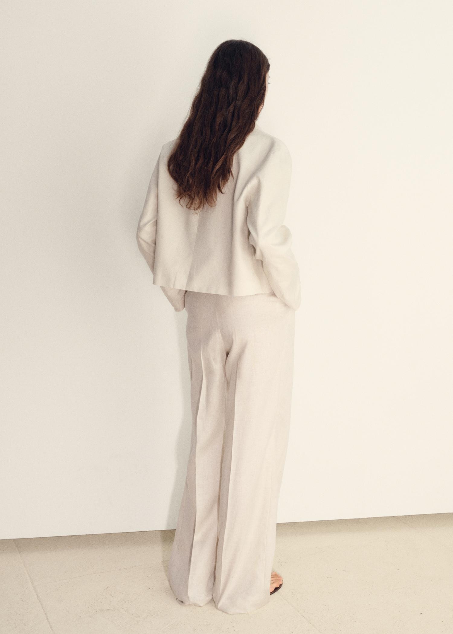 Pleated linen trousers - Women | MANGO USA Product Image