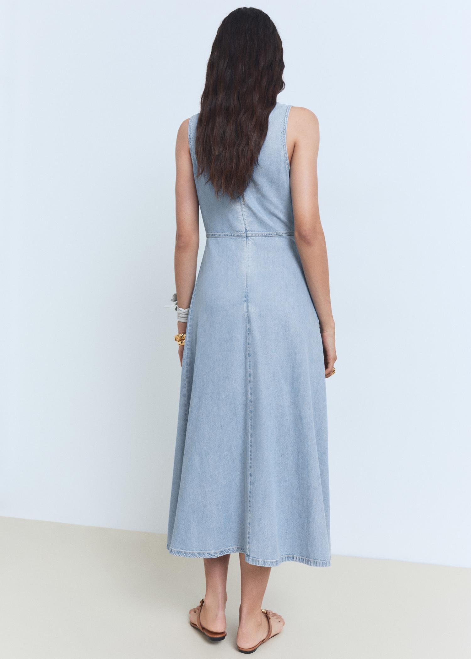 Lyocell V-neck midi-dress - Women | MANGO USA Product Image