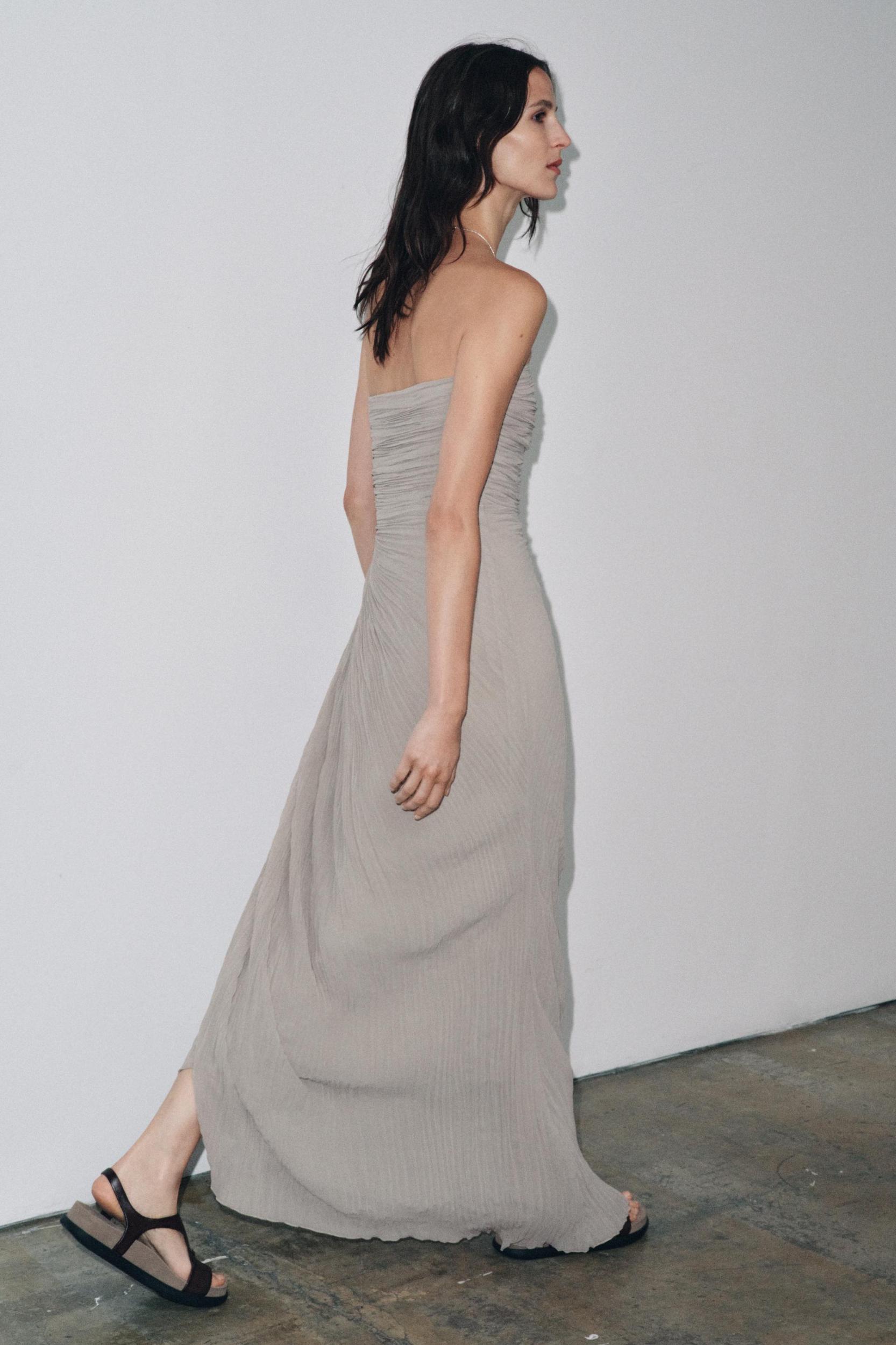 PLEATED STRAPLESS DRESS Product Image