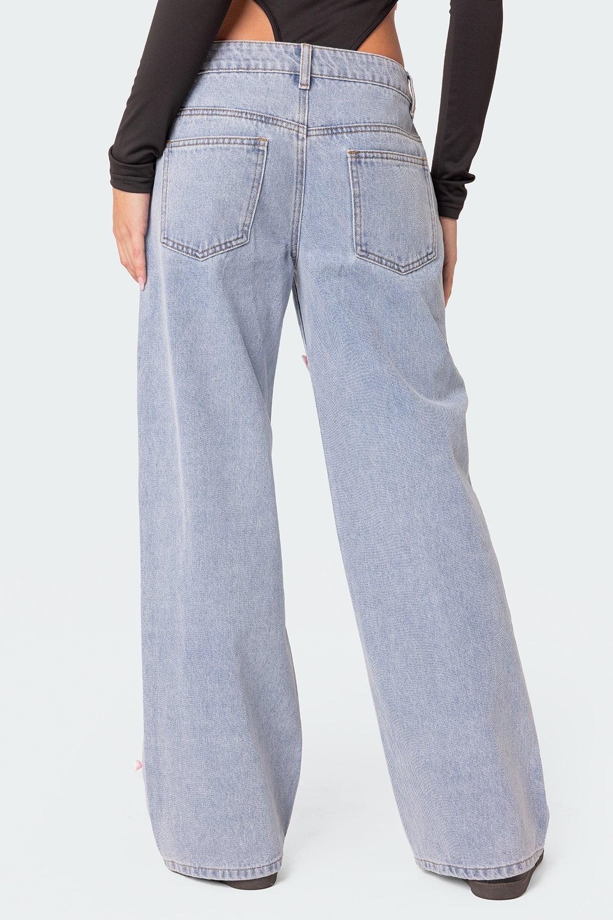 Lucille Bow Low Rise Baggy Jeans Product Image