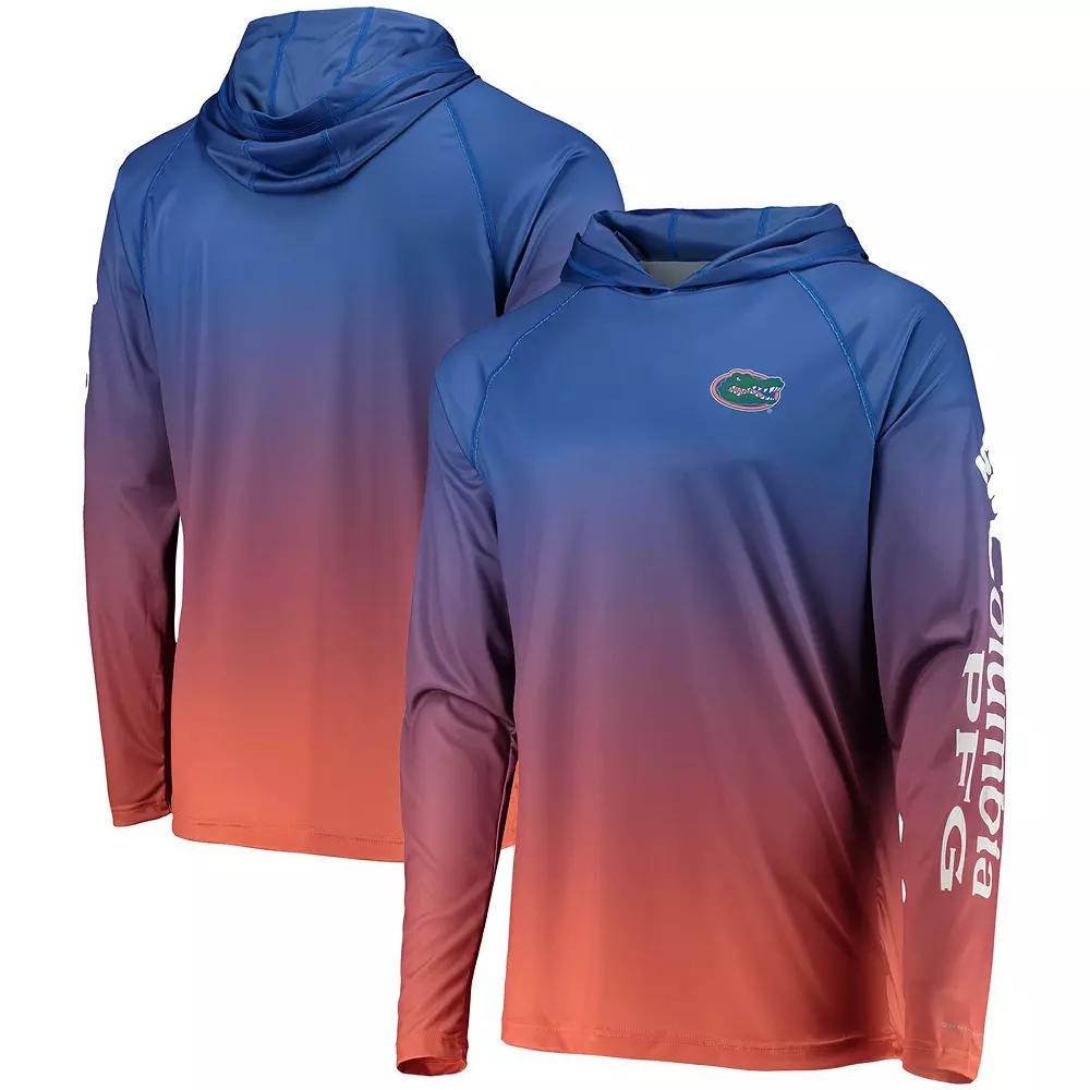 Men's Columbia PFG Royal Florida Gators Terminal Tackle Omni-Shade UPF 50 Long Sleeve Hooded Top, Size: Large, Blue Product Image