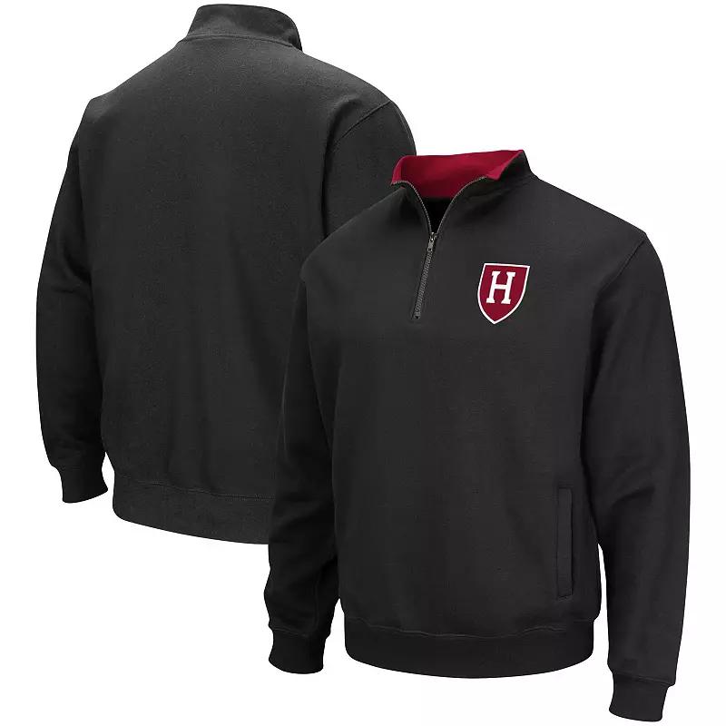Men's Colosseum Black Harvard Crimson Tortugas Team Logo Quarter-Zip Jacket,  Product Image