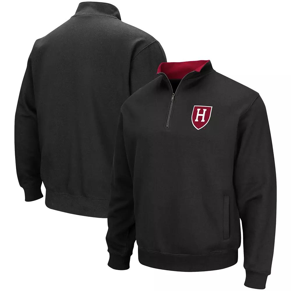 Men's Colosseum Black Harvard Crimson Tortugas Team Logo Quarter-Zip Jacket,  Product Image