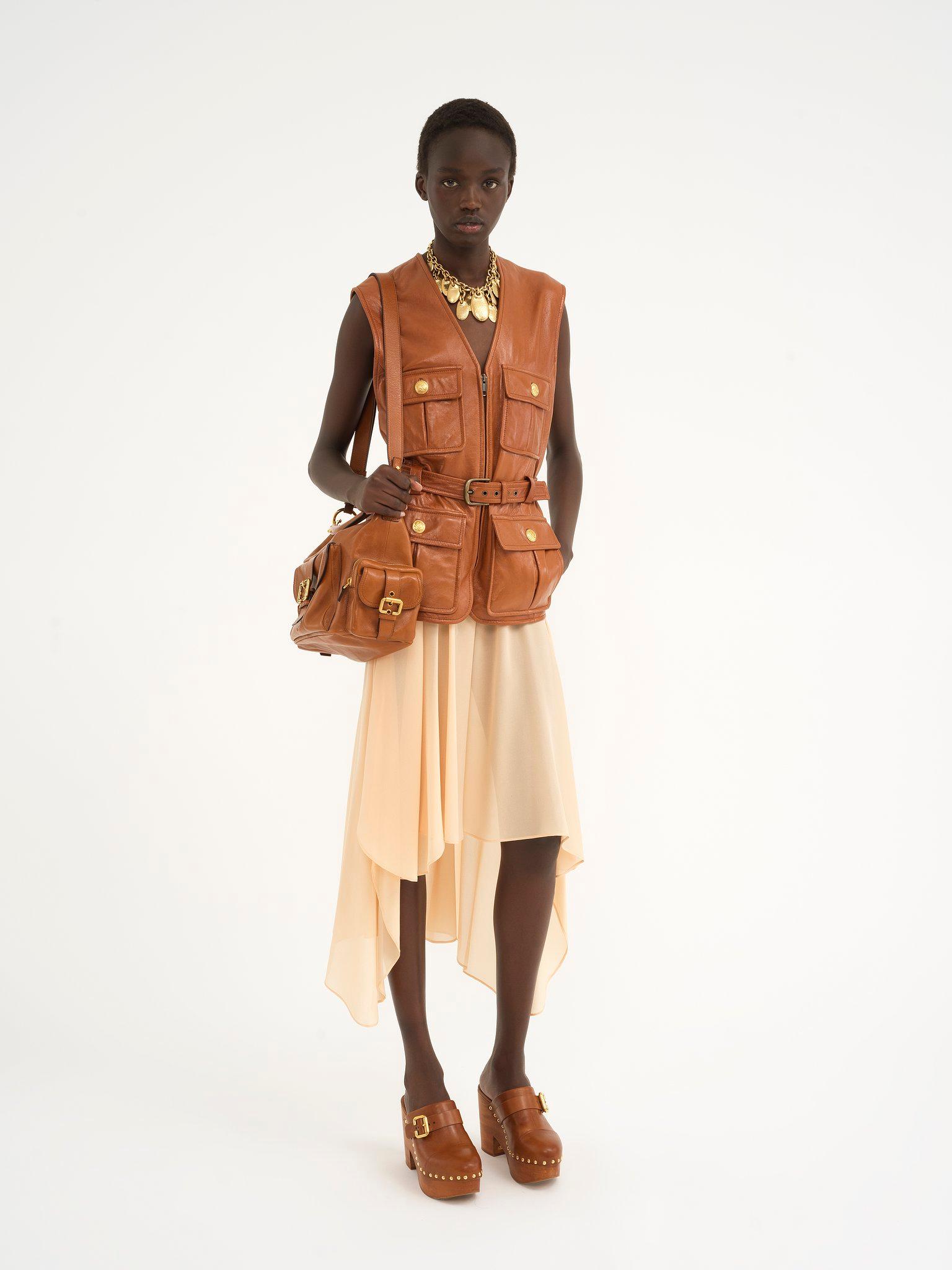 Utilitarian vest in soft leather Product Image