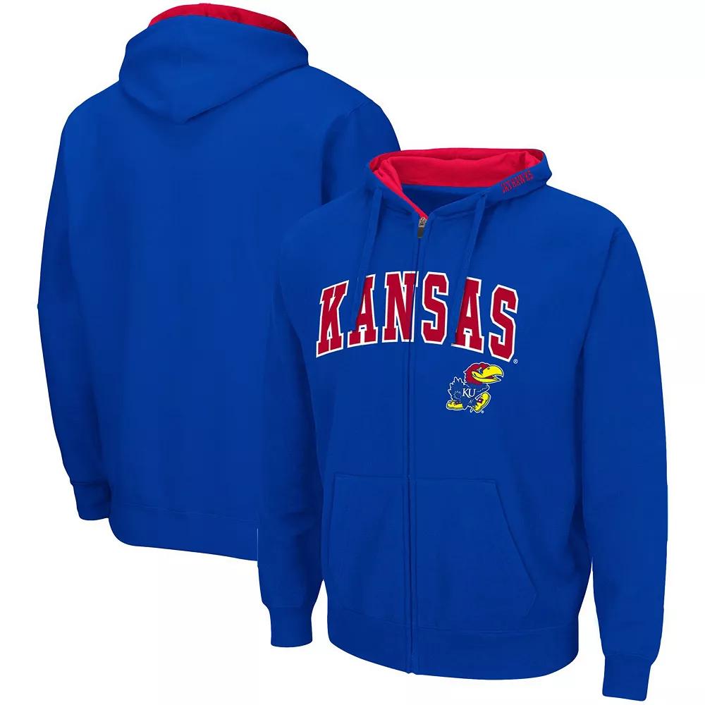 Men's Colosseum Royal Kansas Jayhawks Arch & Logo 3.0 Full-Zip Hoodie,  Product Image