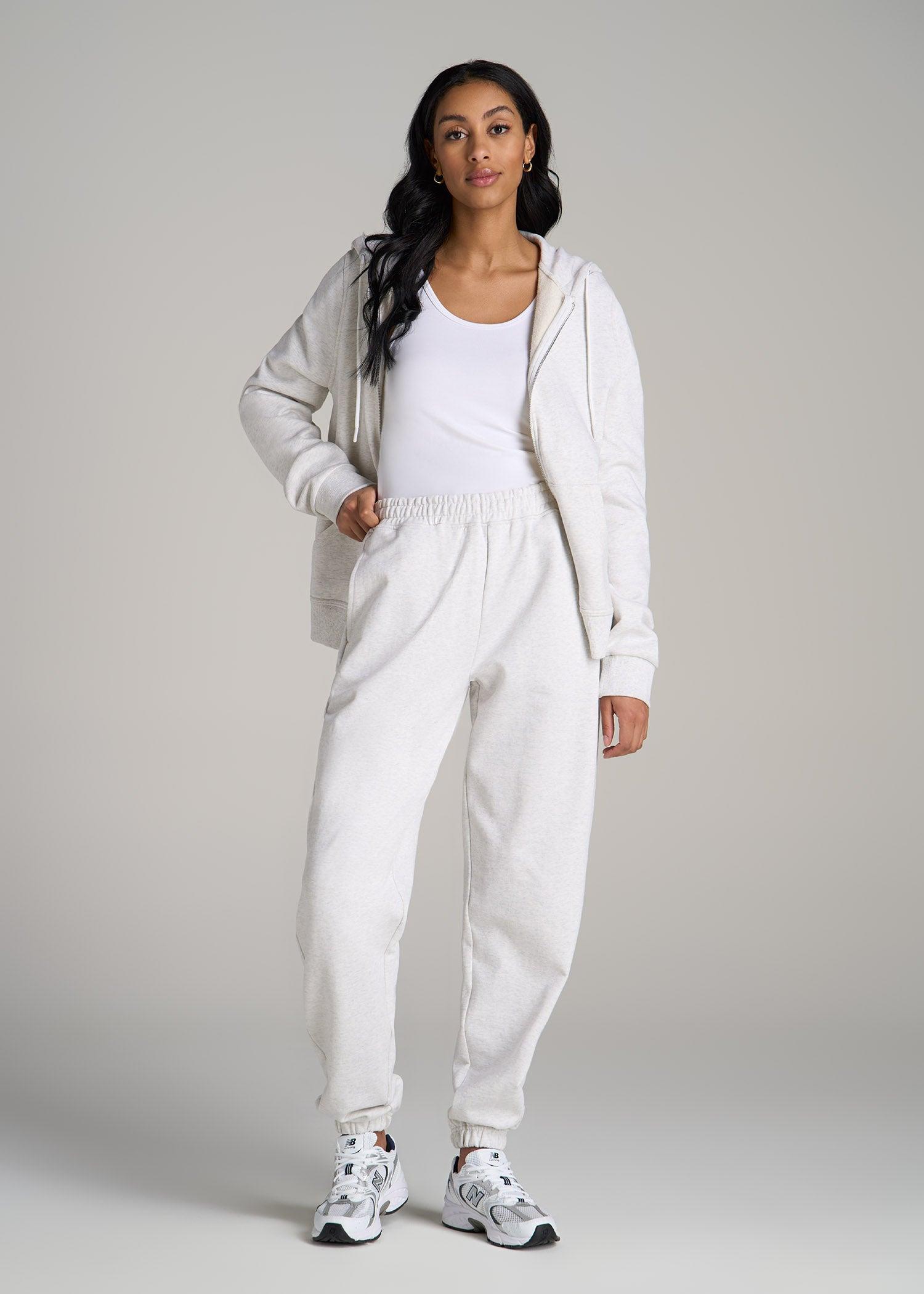 Wearever Oversized French Terry Joggers for Tall Women in Heather Cloud White Product Image