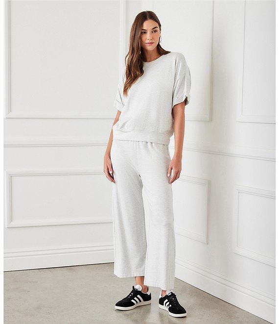 Karen Kane French Terry High-Rise Wide-Leg Pull-On Ankle Lounge Pants Product Image