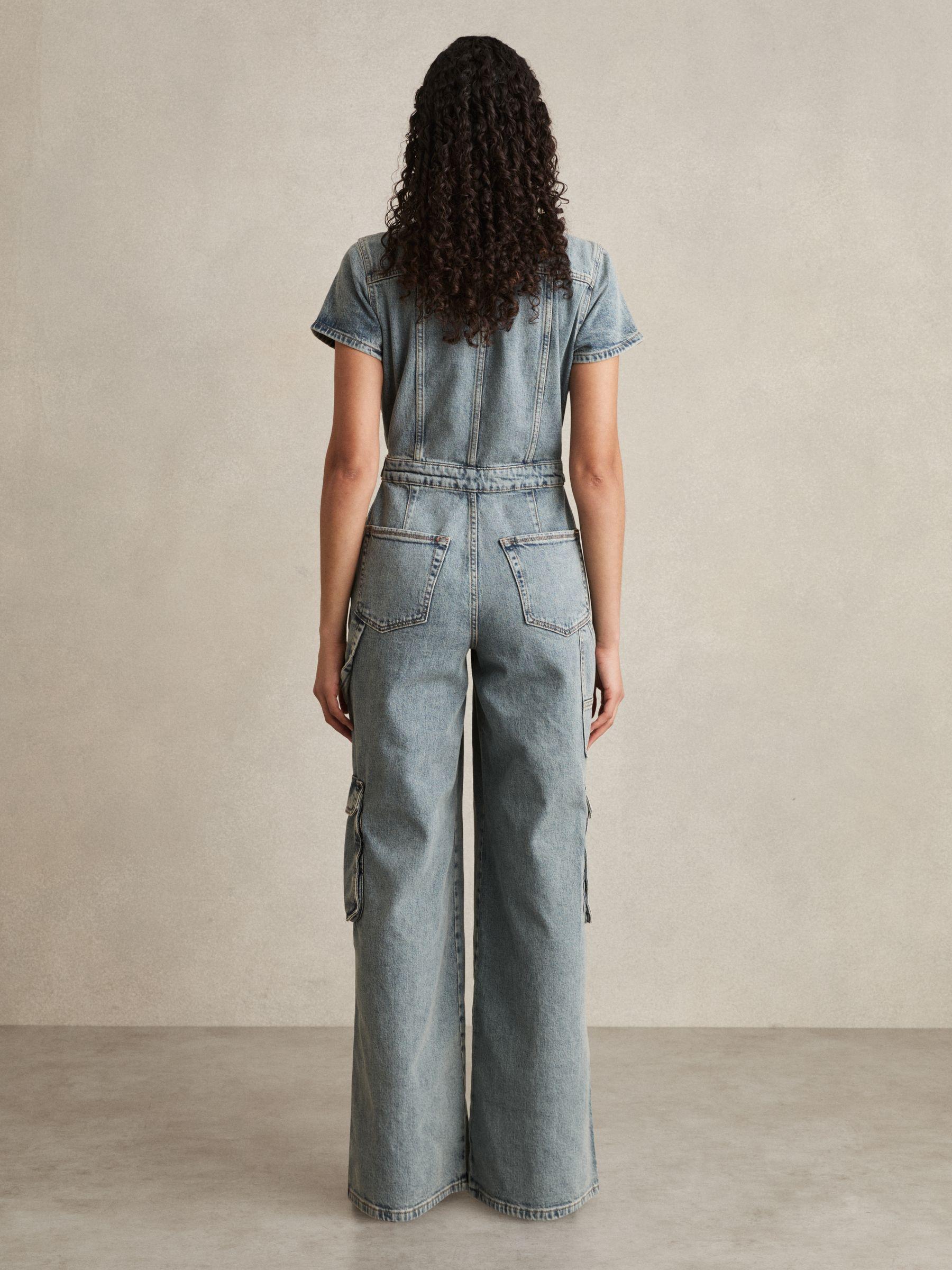 Good American Denim Cargo Jumpsuit in Indigo Product Image