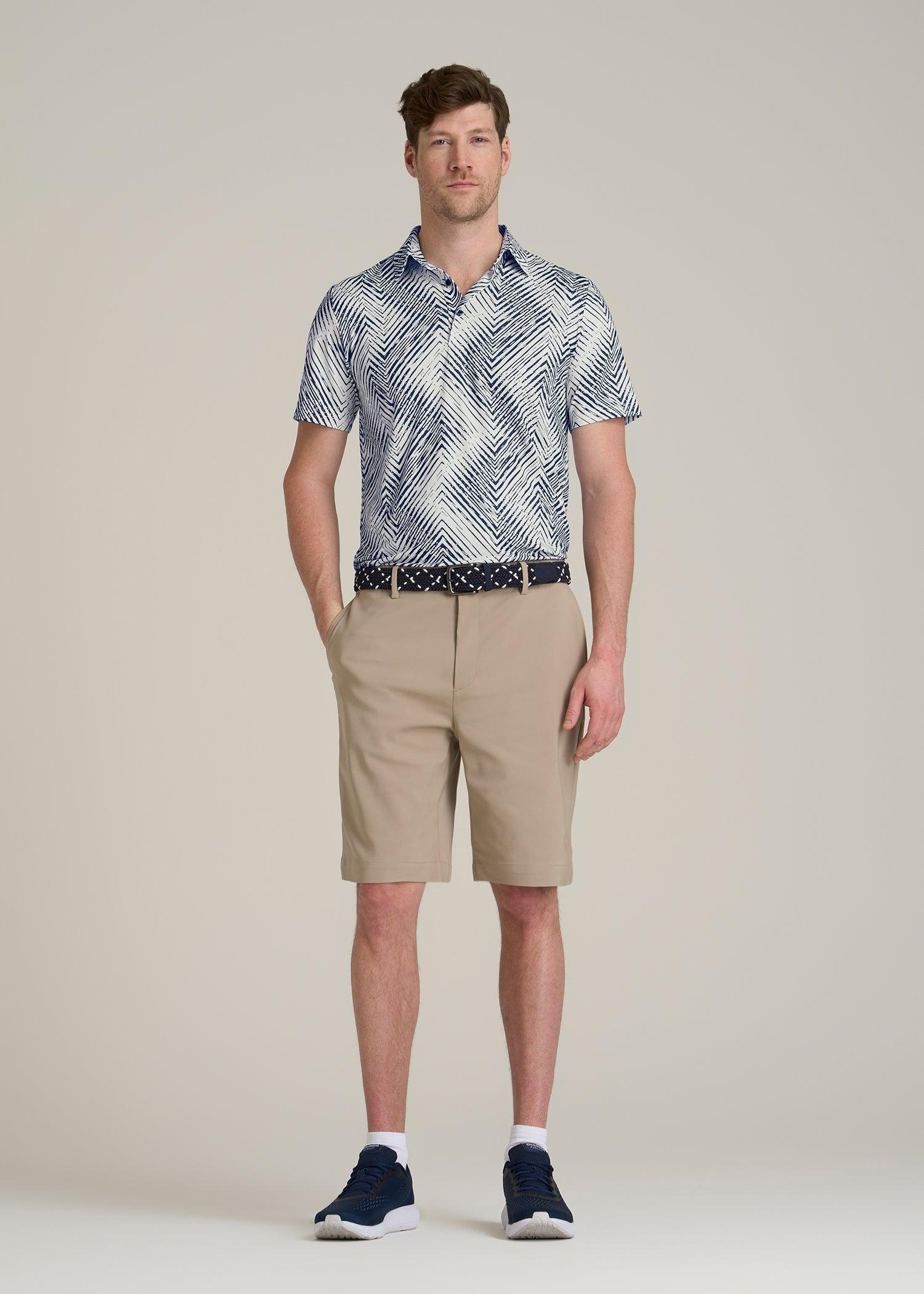 Golf Performance Polo Shirt for Tall Men in Navy Chevron Male Product Image