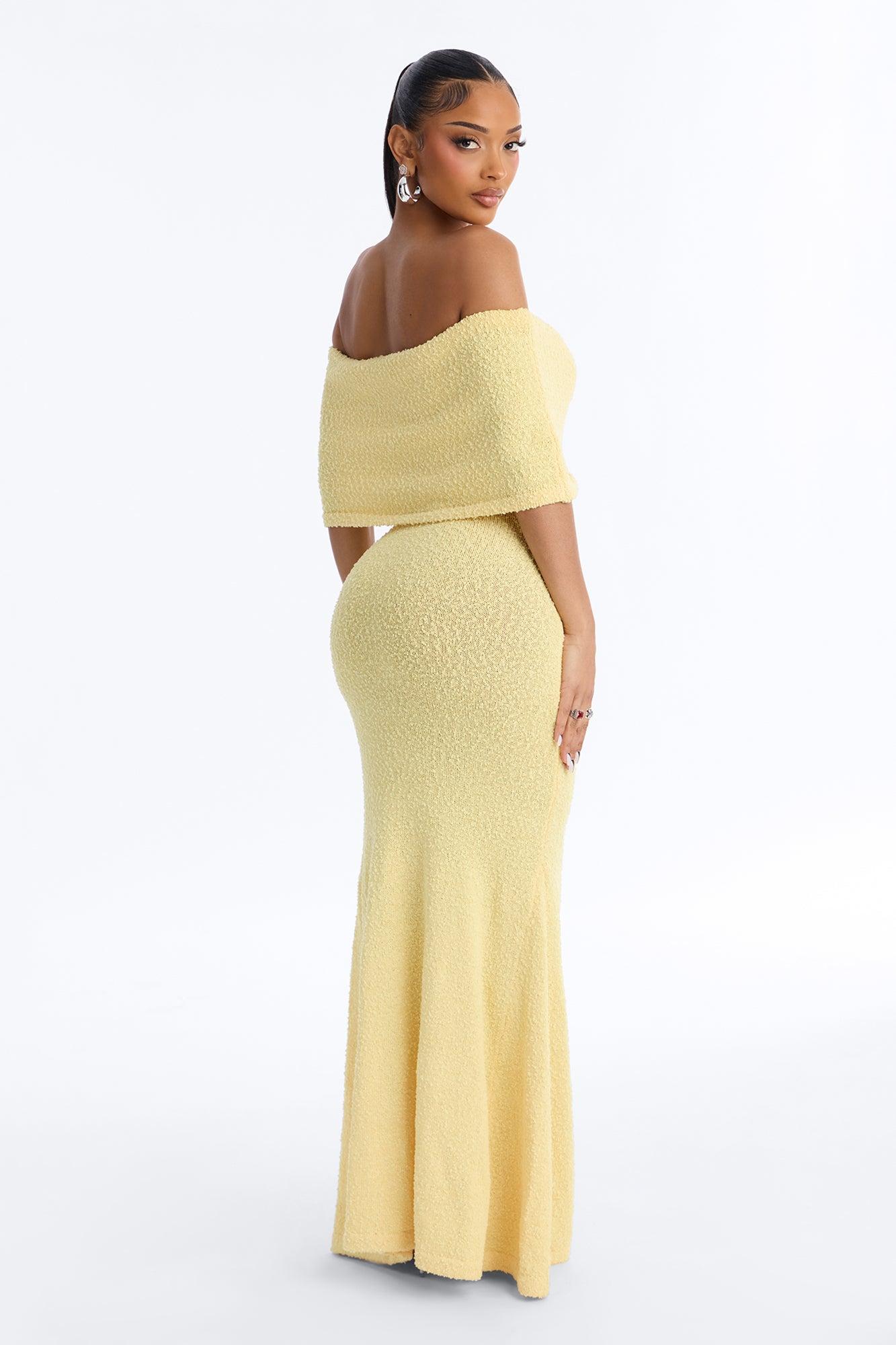 Effortless Edge Sweater Maxi Dress - Yellow Female Product Image
