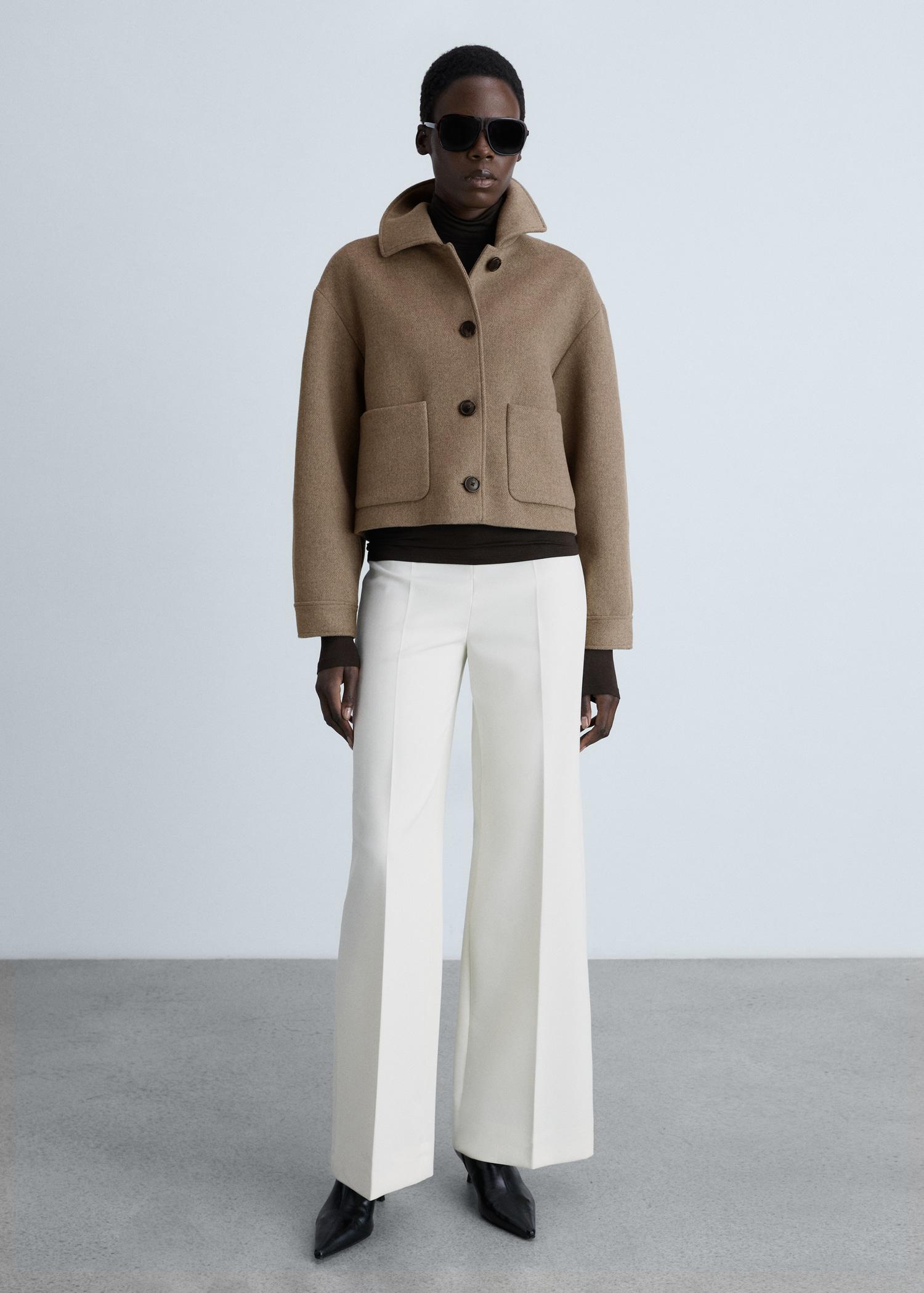 Wool jacket with pockets - Women | MANGO USA Product Image