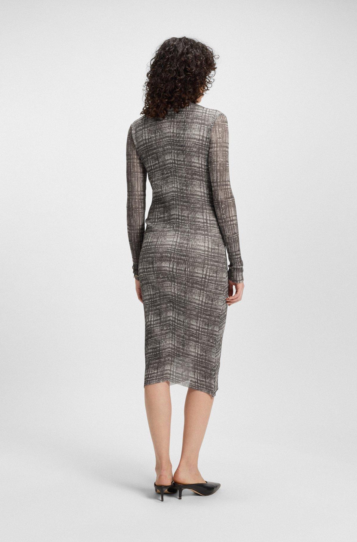BOSS - Plissé-tulle dress with modal lining - Patterned Product Image