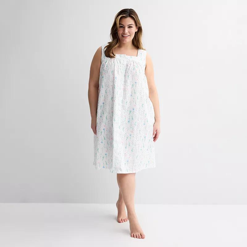 Plus Size Croft & Barrow® Woven Nightgown, Women's, Size: 2XL, Dogwood Floral Blue Product Image