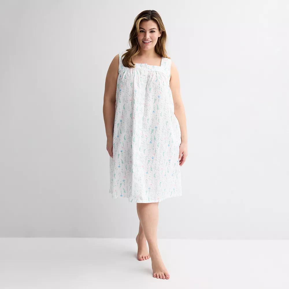 Plus Size Croft & Barrow® Woven Nightgown, Women's, Size: 2XL, Dogwood Floral Blue Product Image