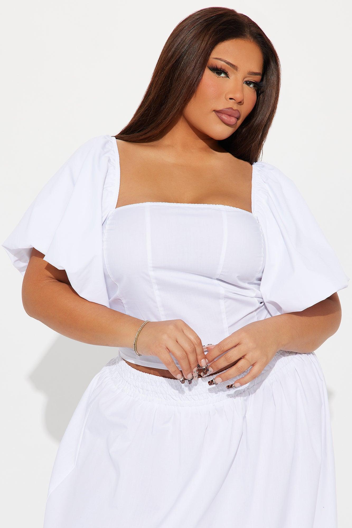 Let's Runaway Together Midi Skirt Set - White Product Image